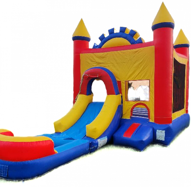 Fire Castle Bounce House With Slide And Pool