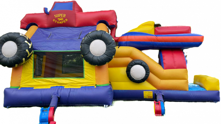 Monster Truck Super Stomper Bounce House With Slide