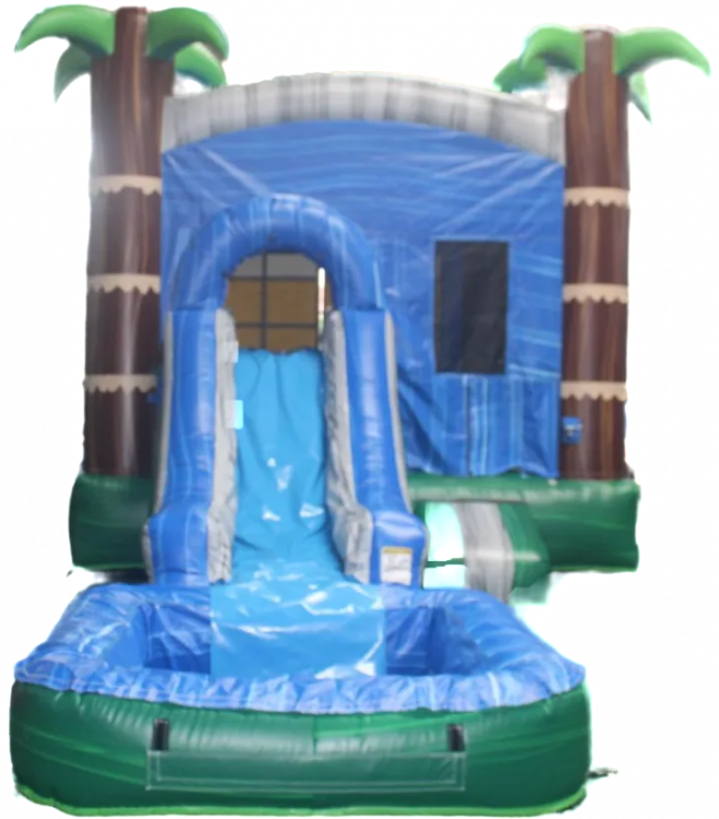 Tropical Crush Wet/Dry Bounce House With Slide And Pool